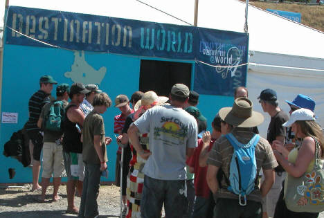 lining up to enter DW